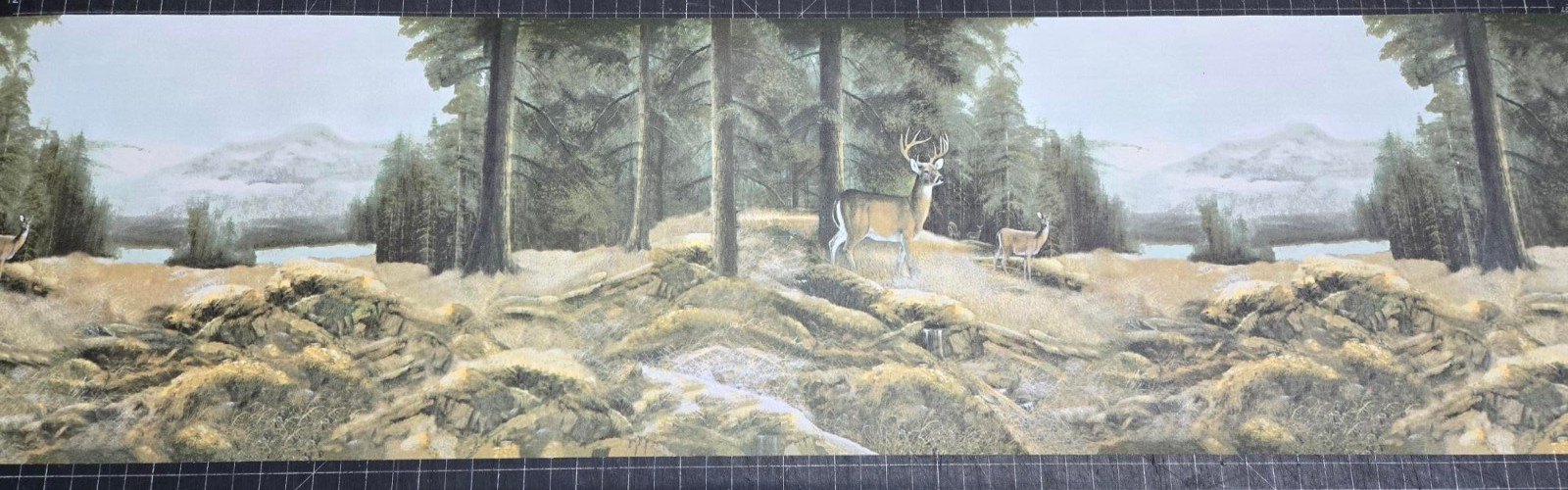 Deer Hunting Cabin Wallpaper Border Lodge B29637 Wilderness Trees Mountains gallery