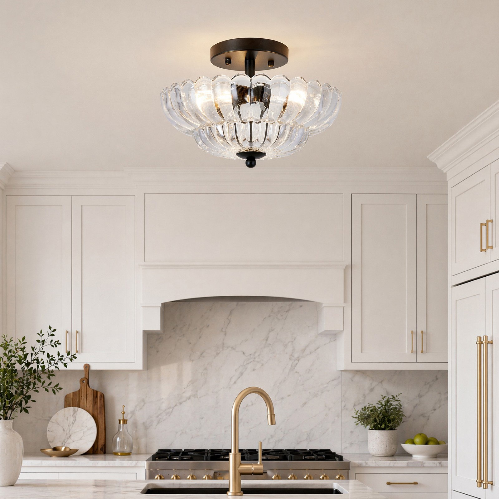 12" Clear Glass Ceiling Light Semi Flush Mount Fixture Entryway Kitchen Island gallery