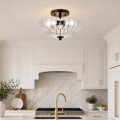 12″ Clear Glass Ceiling Light Semi Flush Mount Fixture Entryway Kitchen Island