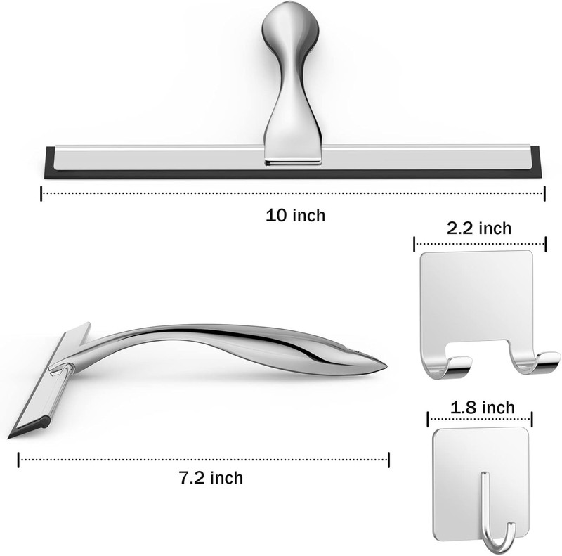 All-Purpose Stainless Steel Shower Squeegee for Shower Glass Door with 2 Adhesiv gallery