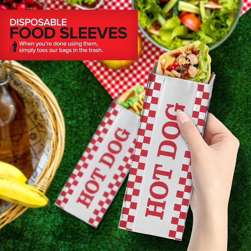 Stock Your Home Grease Resistant Red Checkered Hot Dog Sleeves 100 Ct gallery