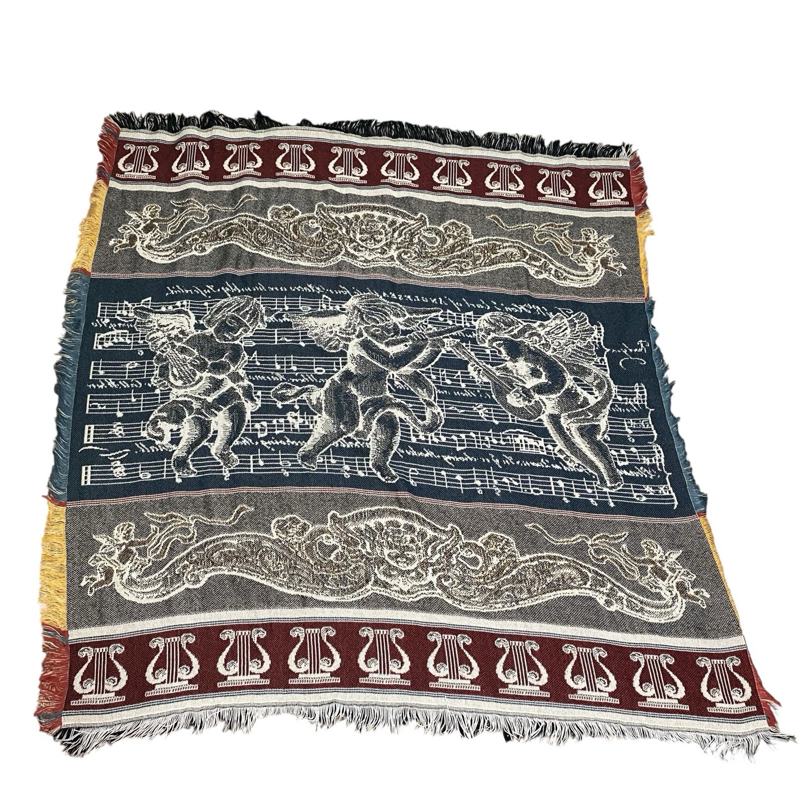 Mohawk Home Multicolor Angel Cherub Harp Tapestry Fringe Throw Blanket gallery