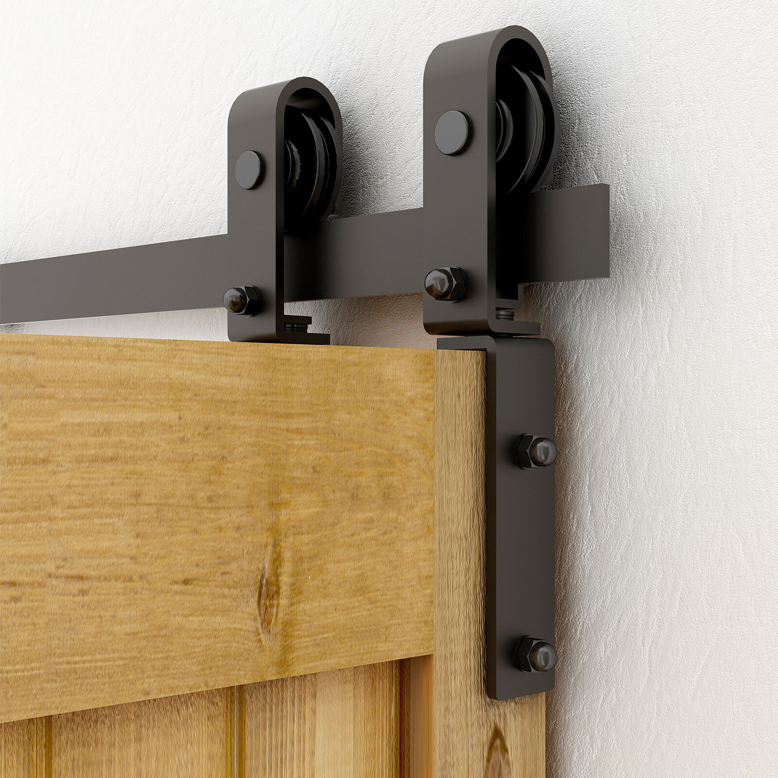 Bifold Sliding Barn Door Hardware Kit Top Mount Roller Black Flat Track Modern gallery
