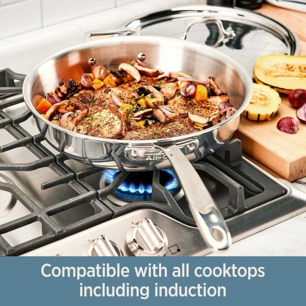 All-Clad D3 Everyday Stainless 3-ply Bonded Cookware Ragù Pan with lid 5.5 quart gallery