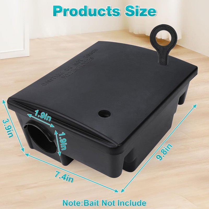 Rat Bait Stations, 4 Pack, Rat Trap Control, Key-Locking Box Child & Pet-Safe gallery