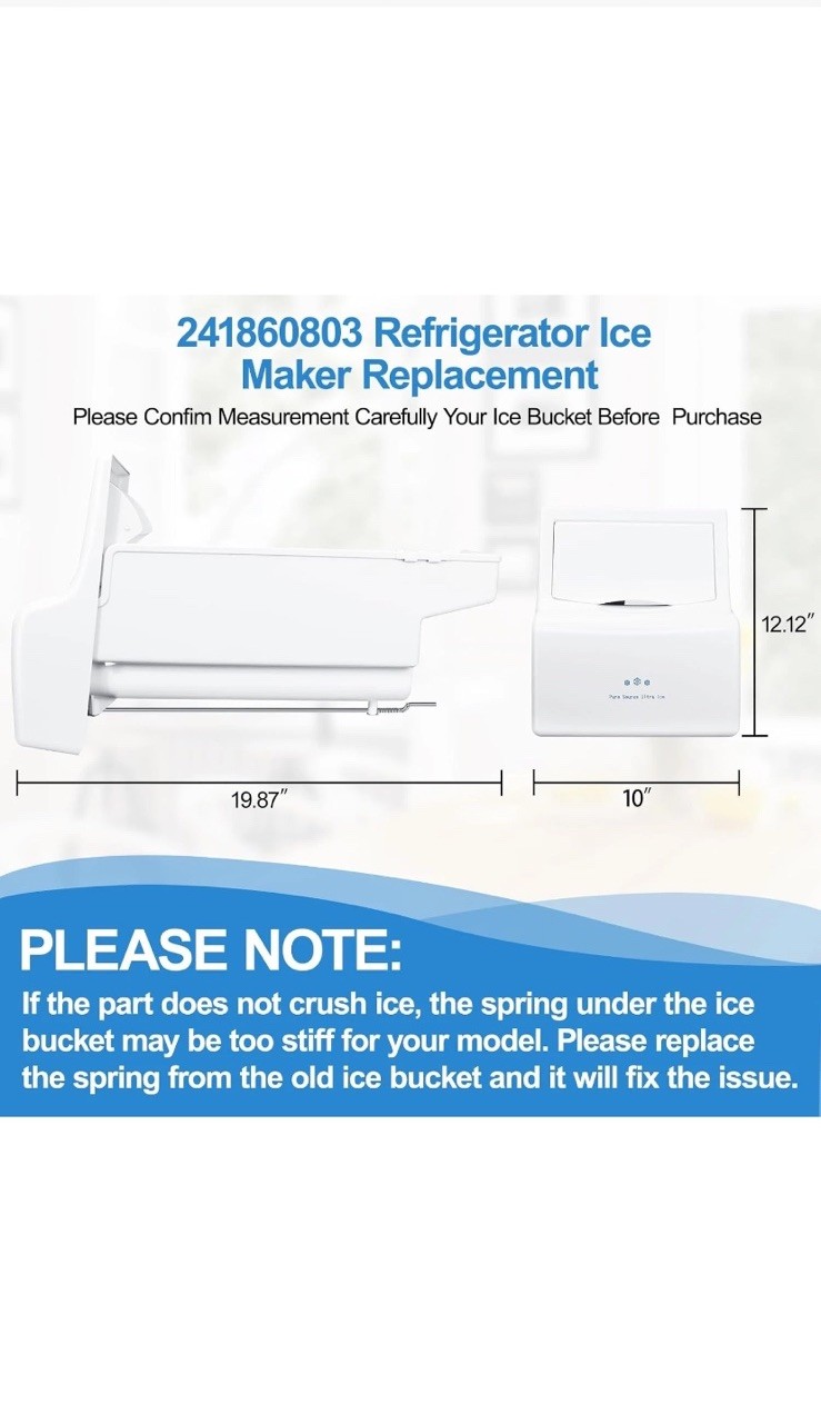 Upgraded 241860803 Refrigerator Ice Bucket Compatible with Frigidaire Ice Maker gallery