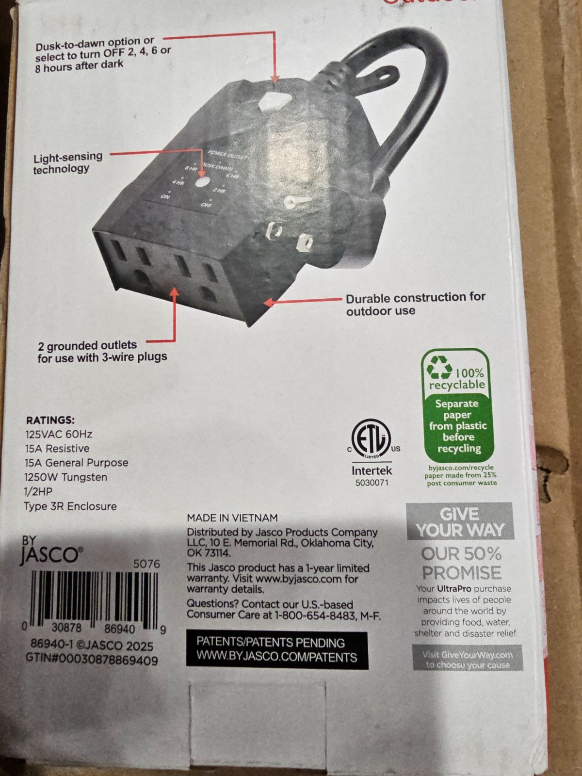 Ultra Pro Light-Sensing 2/4/6/8 Hours Countdown Timer by Jasco gallery