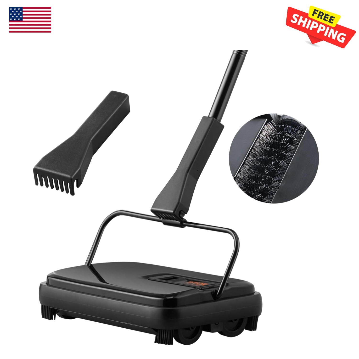 Compact Manual Carpet Sweeper for Pets - 180-Degree Rotation & Easy Cleaning gallery