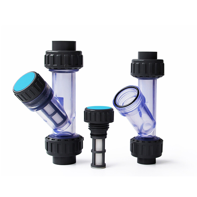 20-63mm Pipe PVC Plastic Inline Y Strainer Filter 10 Mesh Transparent For Water gallery