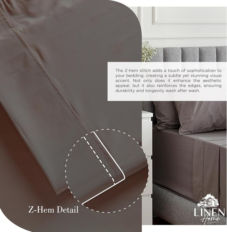 100% Cotton Percale Sheets King Size, Charcoal, Deep Pocket, 4 Pcs, Crisp Cool gallery