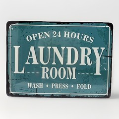 Laundry Room Sign Open 24 Hours Self Service Wash Press Fold Size 10×14 New