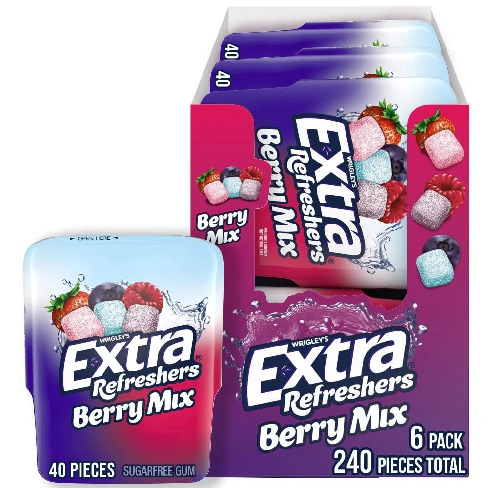 Extra Refreshers Berry Mix Gum, 3.21-Ounce 40-Piece Bottle (Pack of 6) 240 Total gallery
