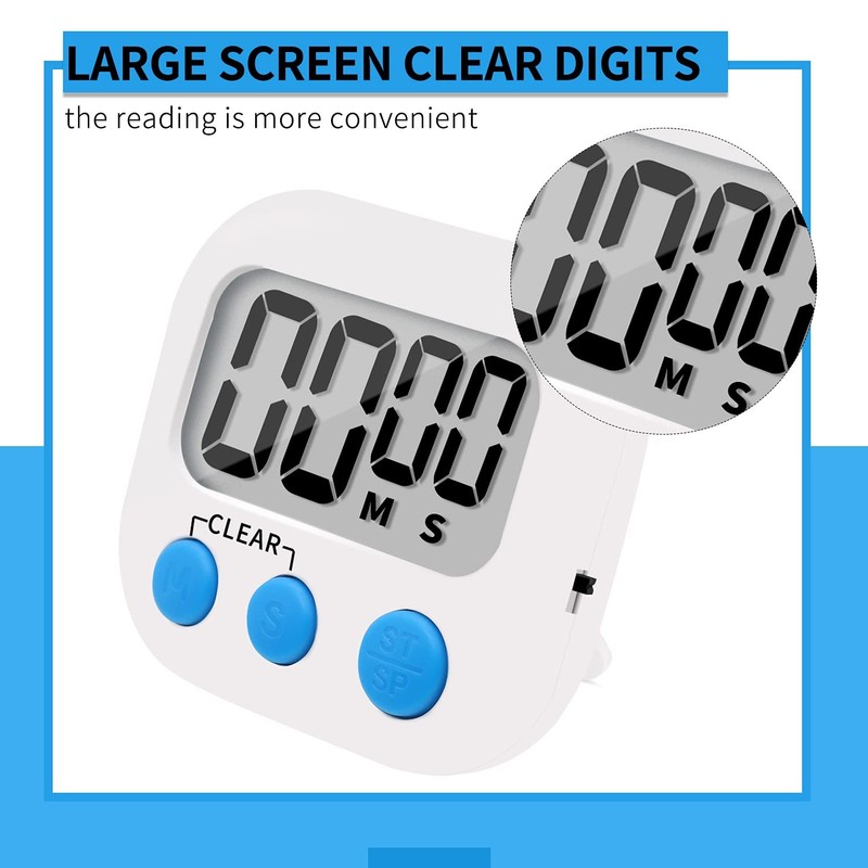 6 Pack Small Digital Kitchen Timer Magnetic Back and ON/Off Switch,Minute Sec... gallery