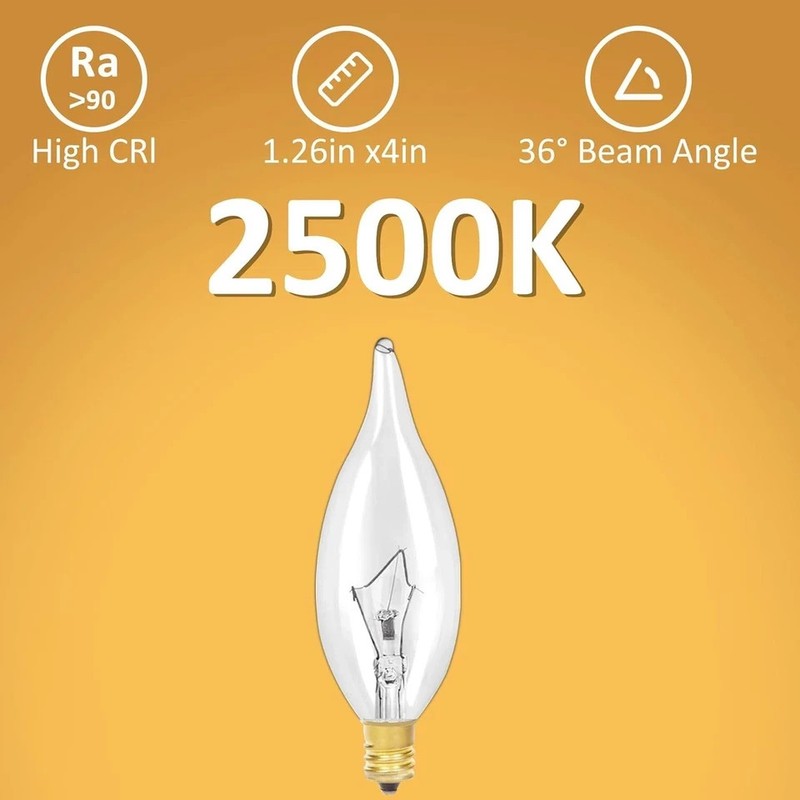 12-Pack E12 B10 Clear Candelabra Base Bulb, 60W 120V Incandescent Candle Light B gallery