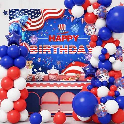 Red White and Blue Birthday Decorations Extra 70.8x43.3 inch Red and Blue gallery