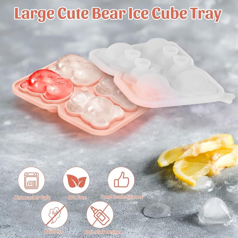 Silicone Ice Cube Tray,Bear 3D Large Ice Cube Molds for gallery