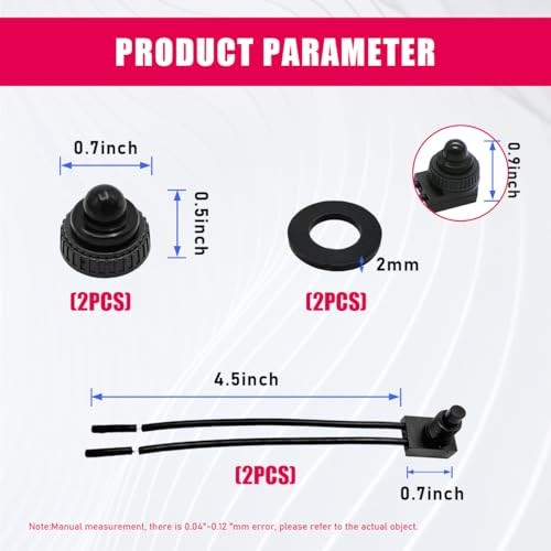 2 PCS Waterproof Push Button Switch 12V On/Off, EP-107 On/Off SPST Switch with gallery