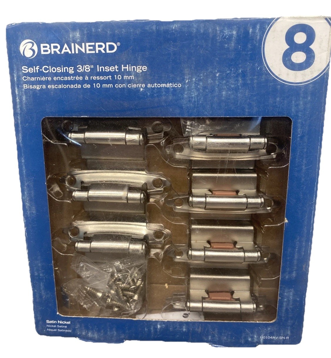 8pk Brainerd Self Closing 3/8 Inset Cabinet Hinges Satin Nickel H0104AV-SN-R gallery