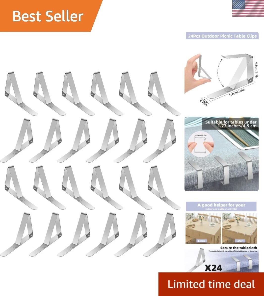 High-Quality 24 Tablecloth Clips - Rust-Proof Stainless Steel for Any Occasion gallery