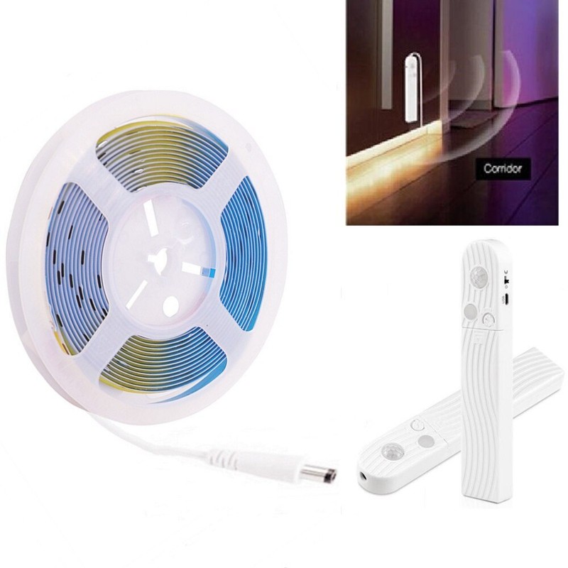 USB Battery Powered 5V COB LED Strip Light PIR Motion Sensor Flexible LED 320Led gallery