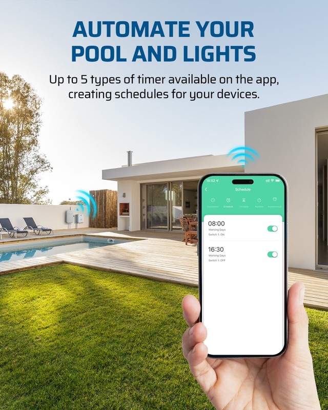 DEWENWILS Pool Pump Timer, Outdoor Smart WiFi Box, Heavy Duty 40A 240VAC 3HP gallery