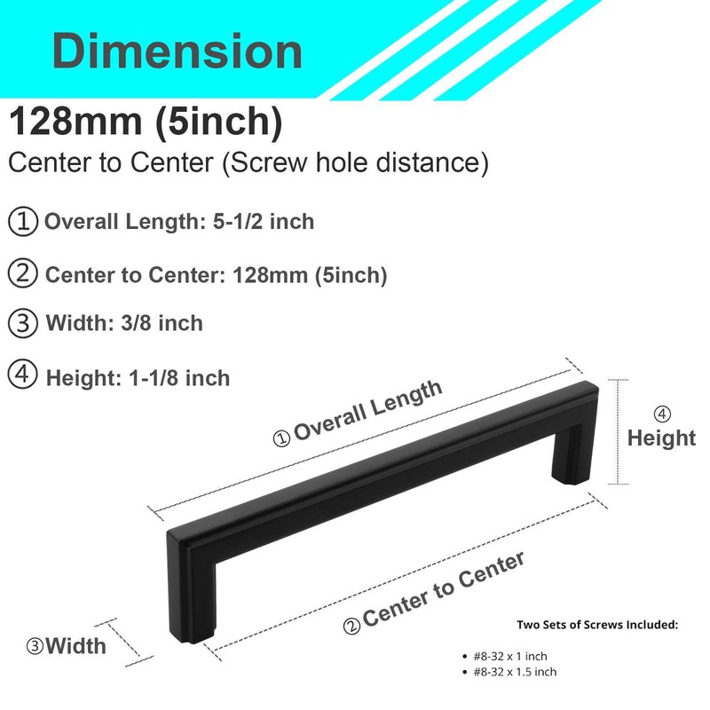 Solid Matte Black Cabinet Pulls Knobs Handles Kitchen Bath Drawers Hardware gallery