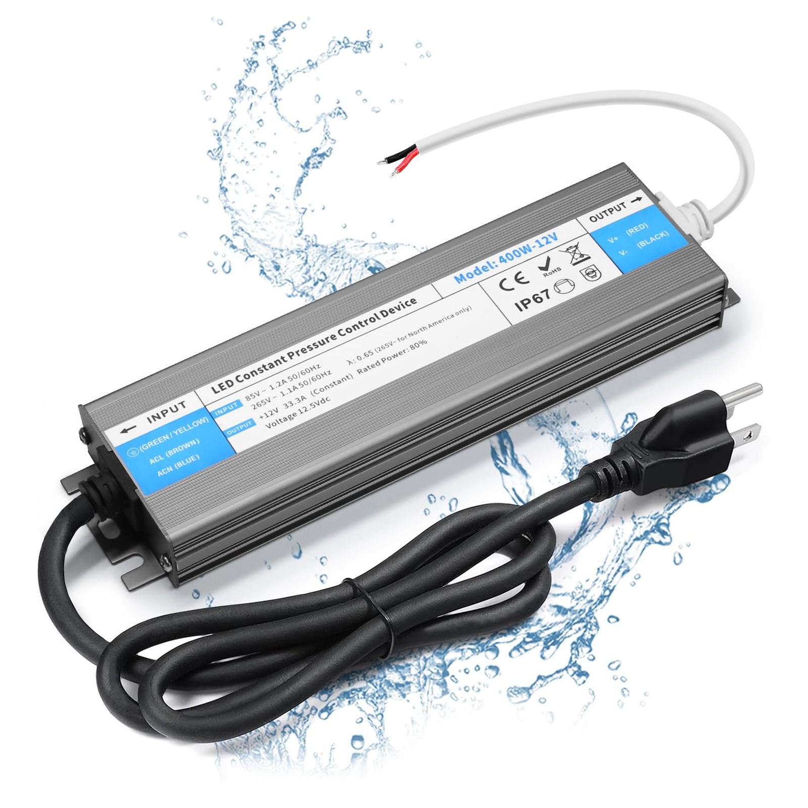 LED Driver 400 Watts Waterproof IP67 Power Supply 85V-265V AC to 12V DC Conve... gallery