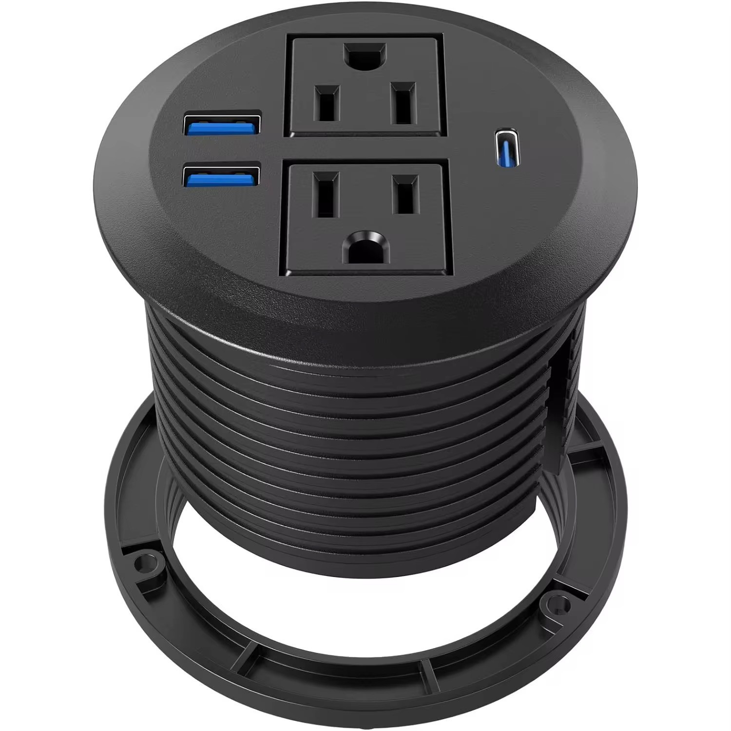 Recessed Power Grommet with AC Outlets, 20W Fast Charging USB-C Port - Flush-Mou gallery