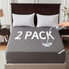 BEDLORE 2 Pack Waterproof Mattress Protector, Full Size Full, Grey