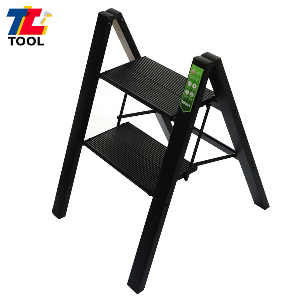 Portable 2 Step Black Ladder Folding Safety Non Slip Small Stool Ladders gallery