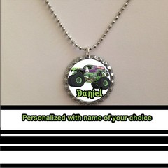 Grave Digger Monster trucks personalized necklace with name of your choice nice