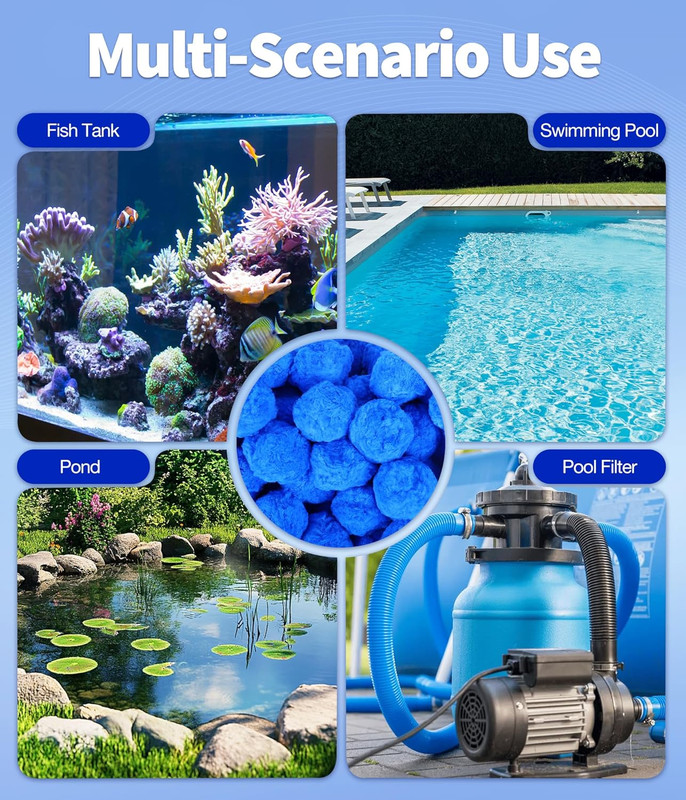 3.5 Lbs Pool Filter Balls for Sand Pump, Reusable Blue Pool Filter Media Balls R gallery