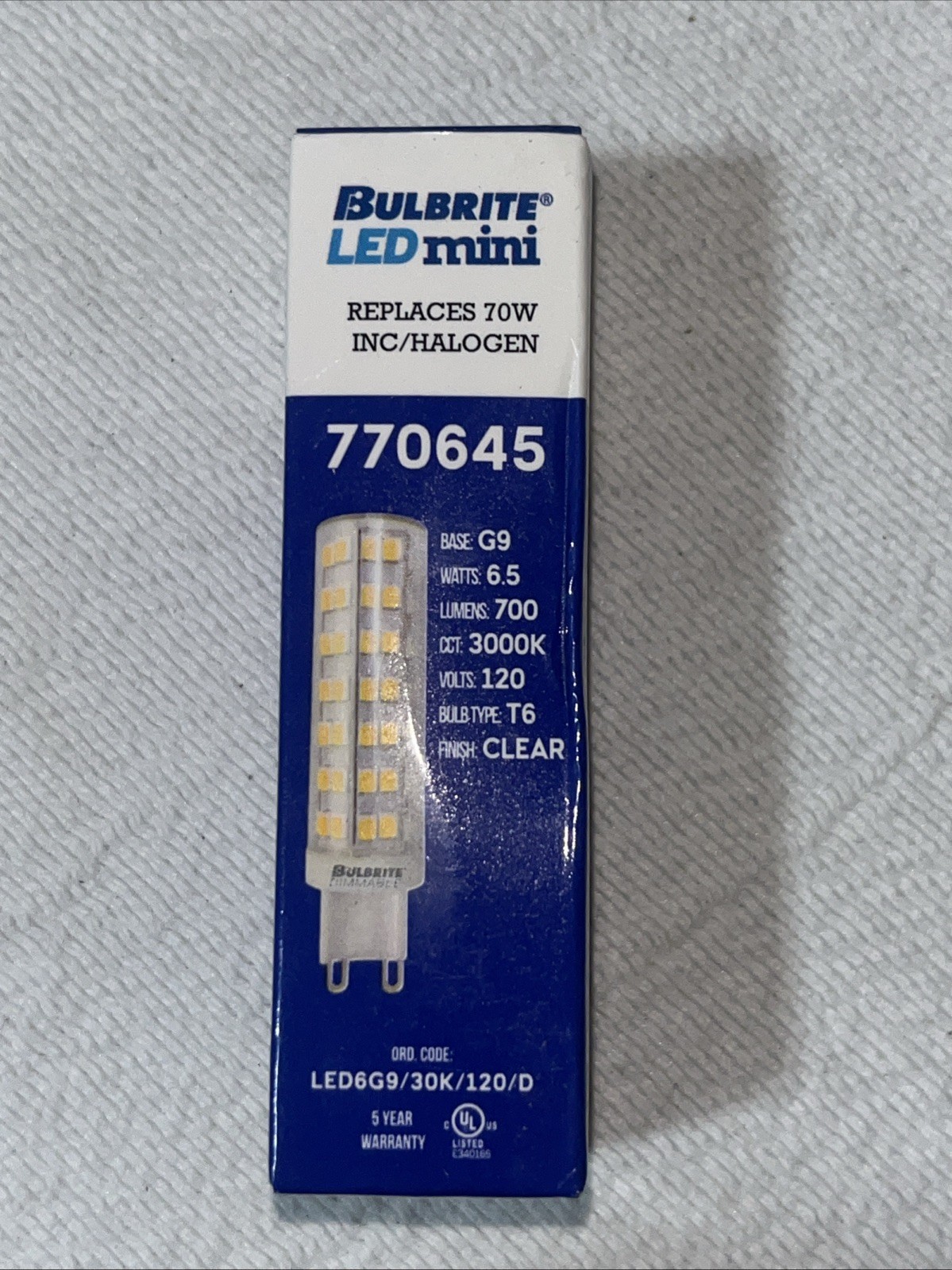 Bulbrite 70W Equivalent G9 Bi-Pin 3000K 700lm LED Mini Light Bulb gallery