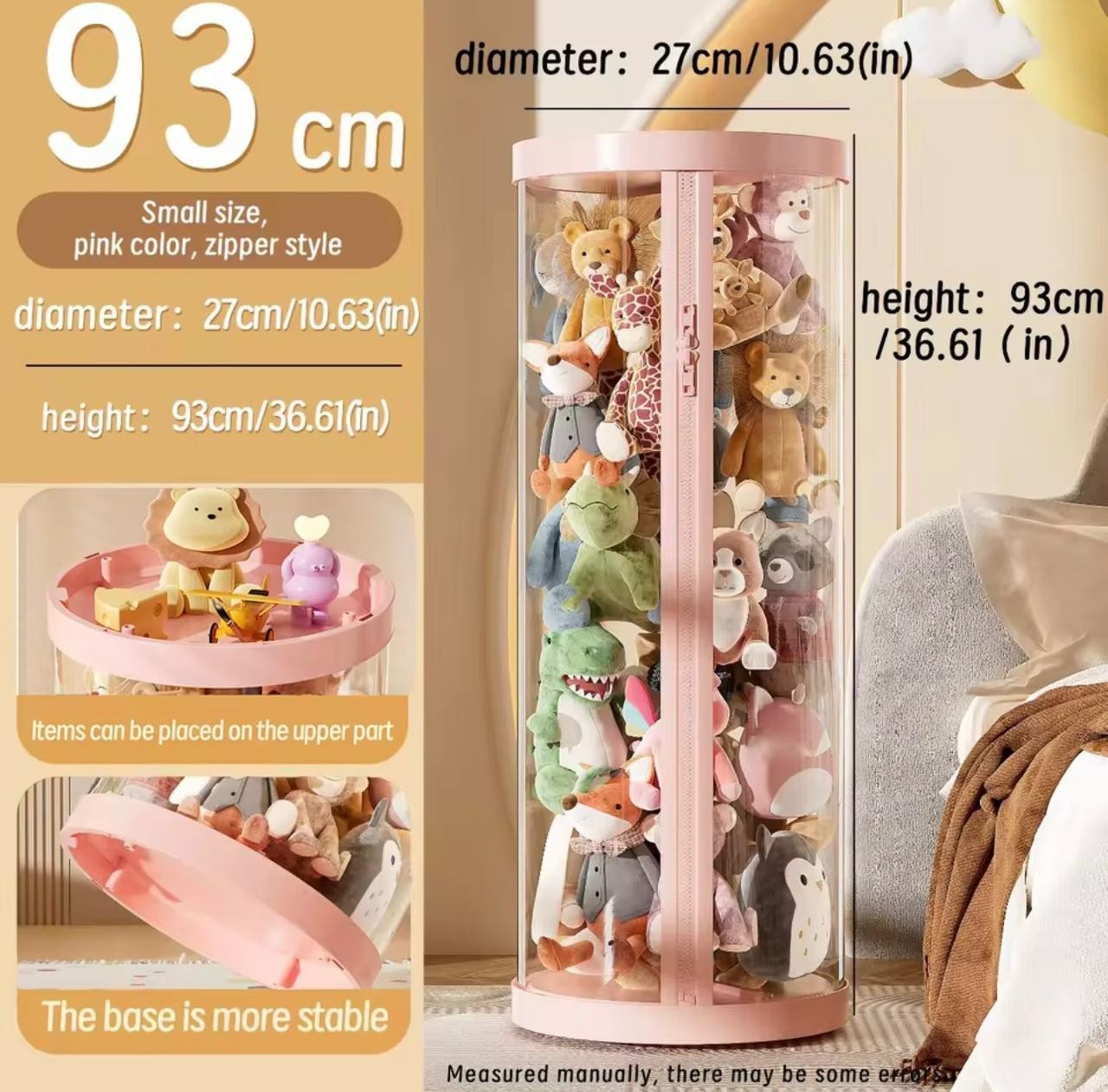 Transparent Doll Toy Storage Box Plush Toy Organizer with Zipper Kids Storage gallery