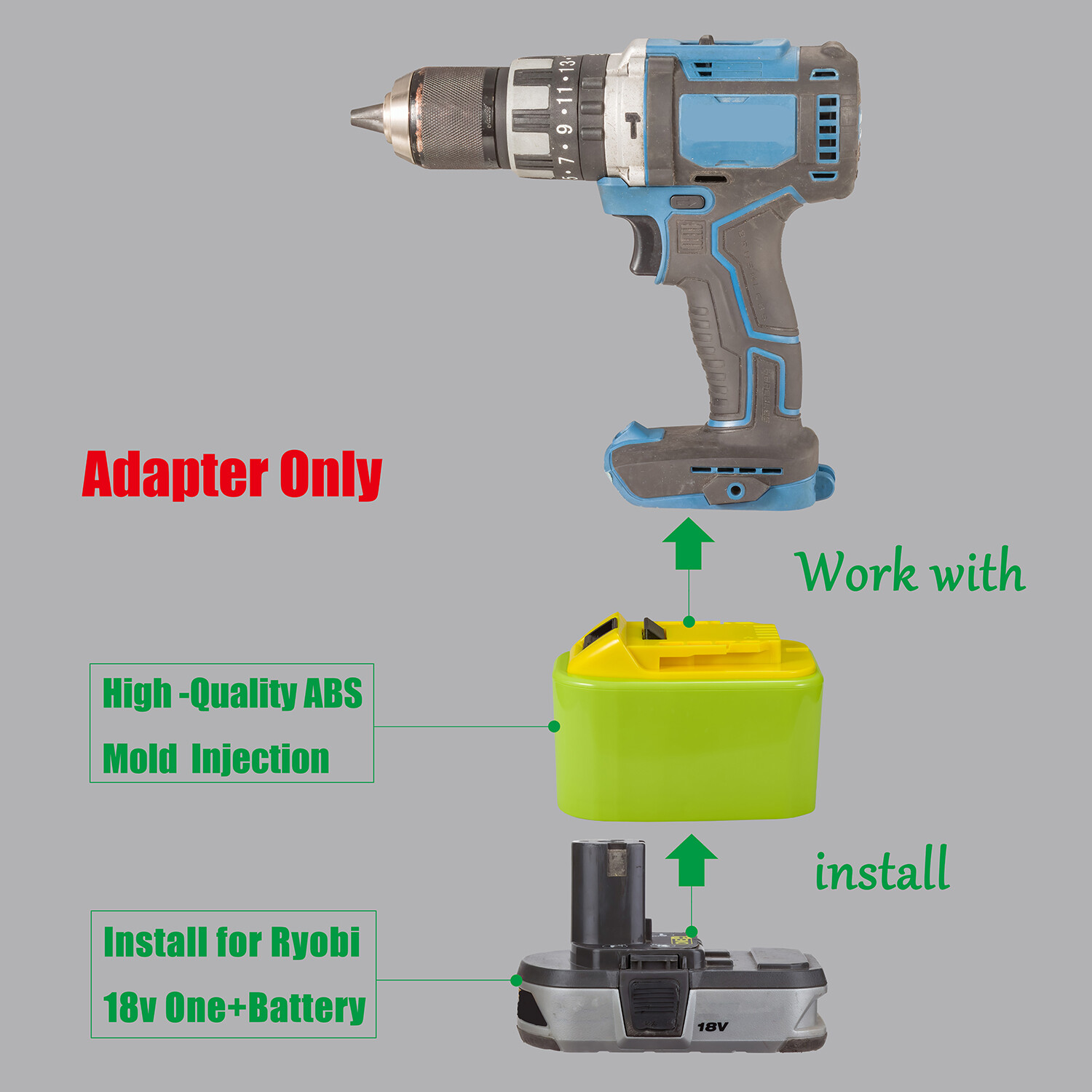 Adapter Upgrade for Hercules 20v Tool To for Ryobi 18v Battery w/ BMS Protection gallery