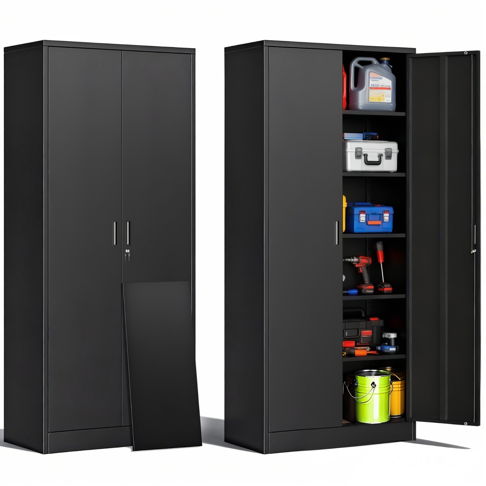 Locking Storage Cabinet with Adjustable Shelve, 71 in Tall Metal Storage Cabinet gallery