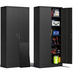 Locking Storage Cabinet with Adjustable Shelve, 71 in Tall Metal Storage Cabinet
