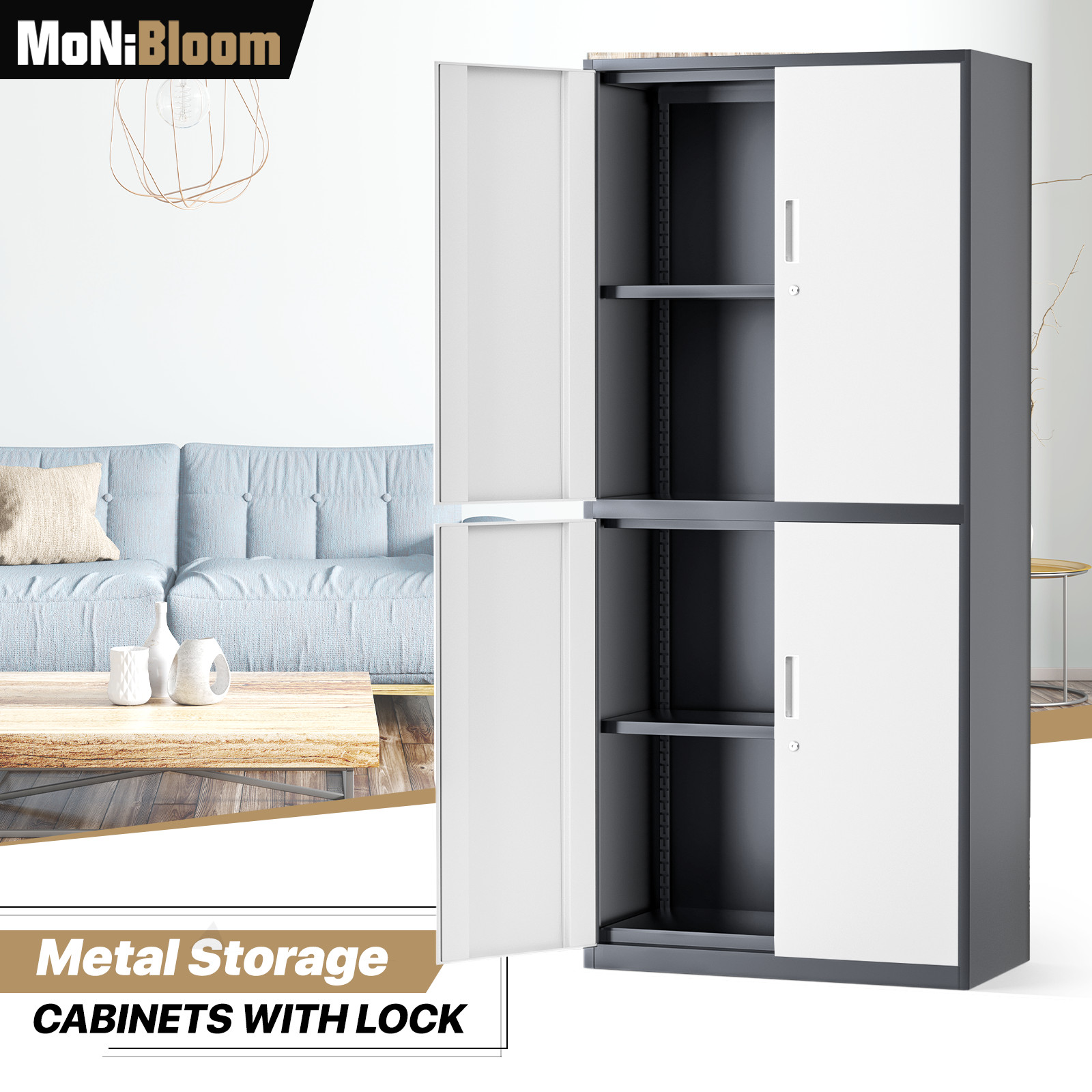 Metal Storage Cabinet with /Locking Doors 4 Adjustable Shelves Garage Cabinets gallery