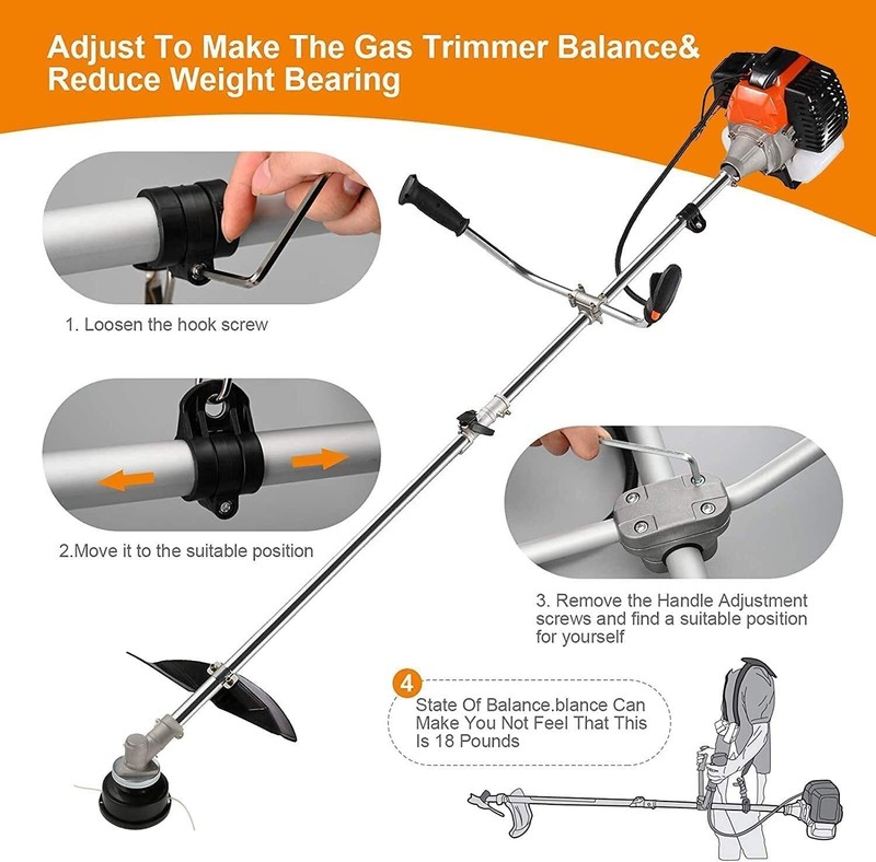 58CC 4 in 1 Grass String Trimmer 2-Stroke Brush Cutter Gas Trimmer Weed Eater US gallery