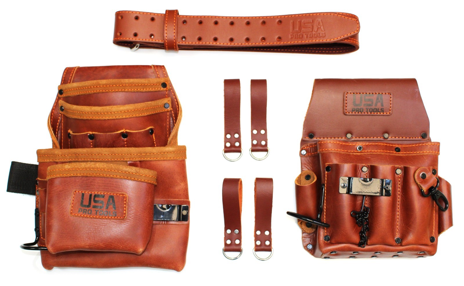 Heavy Duty Grain Leather Tool Pouch Set carpenter, Electrician, Belt & Hooks gallery
