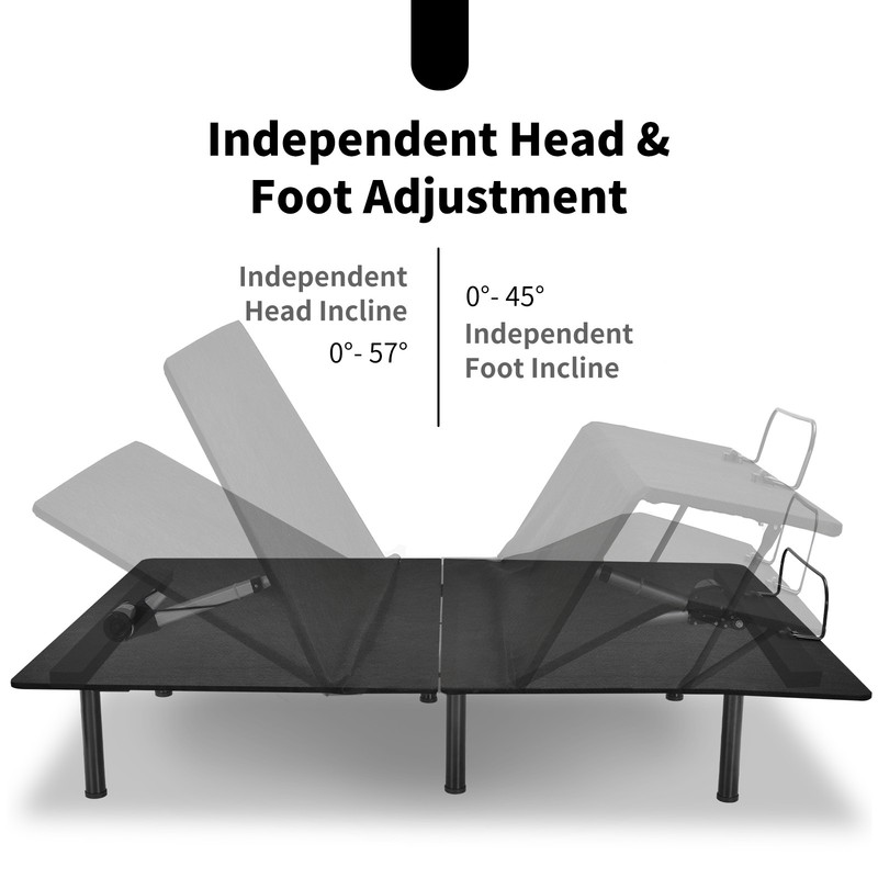 Costway Adjustable Bed Base Head & Foot Remote Control Steel Frame USB Queen gallery