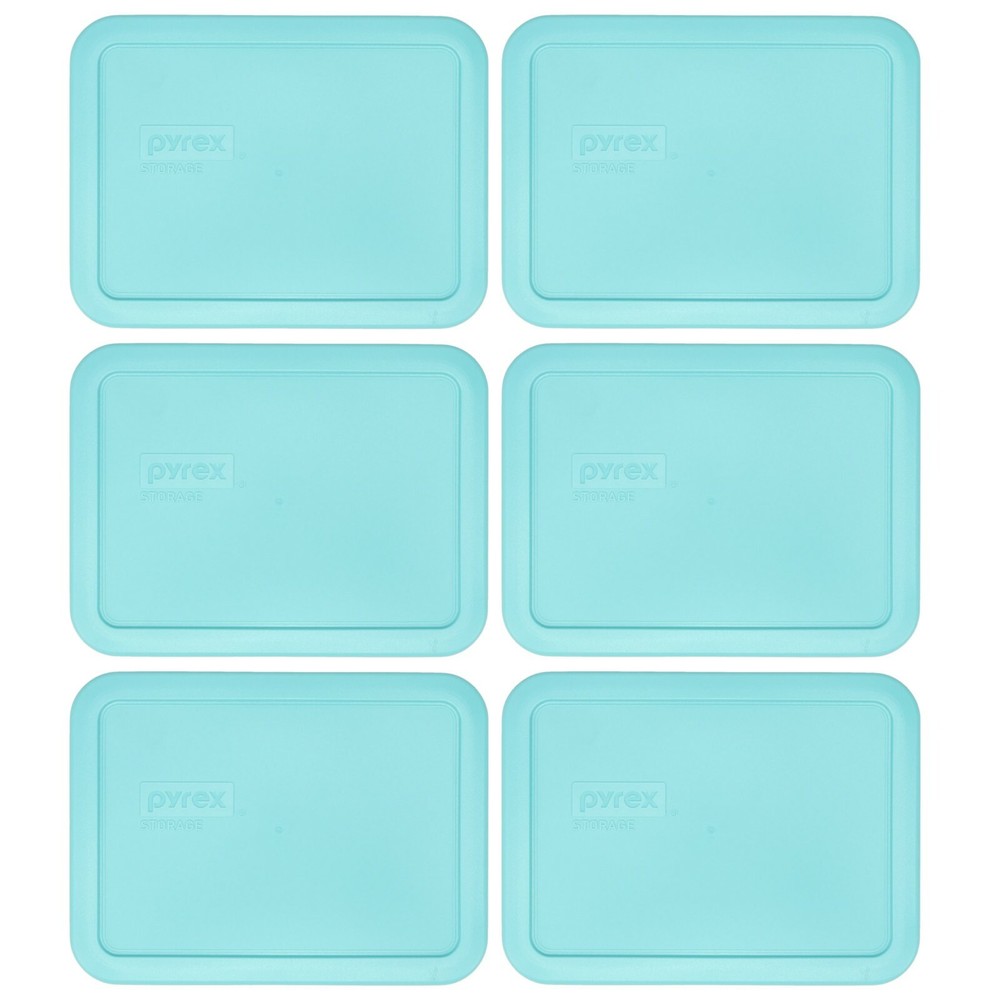 Pyrex 7210-PC Sun Bleached Turquoise Food Storage Replacement Lid Cover (6-Pack)