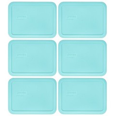 Pyrex 7210-PC Sun Bleached Turquoise Food Storage Replacement Lid Cover (6-Pack)