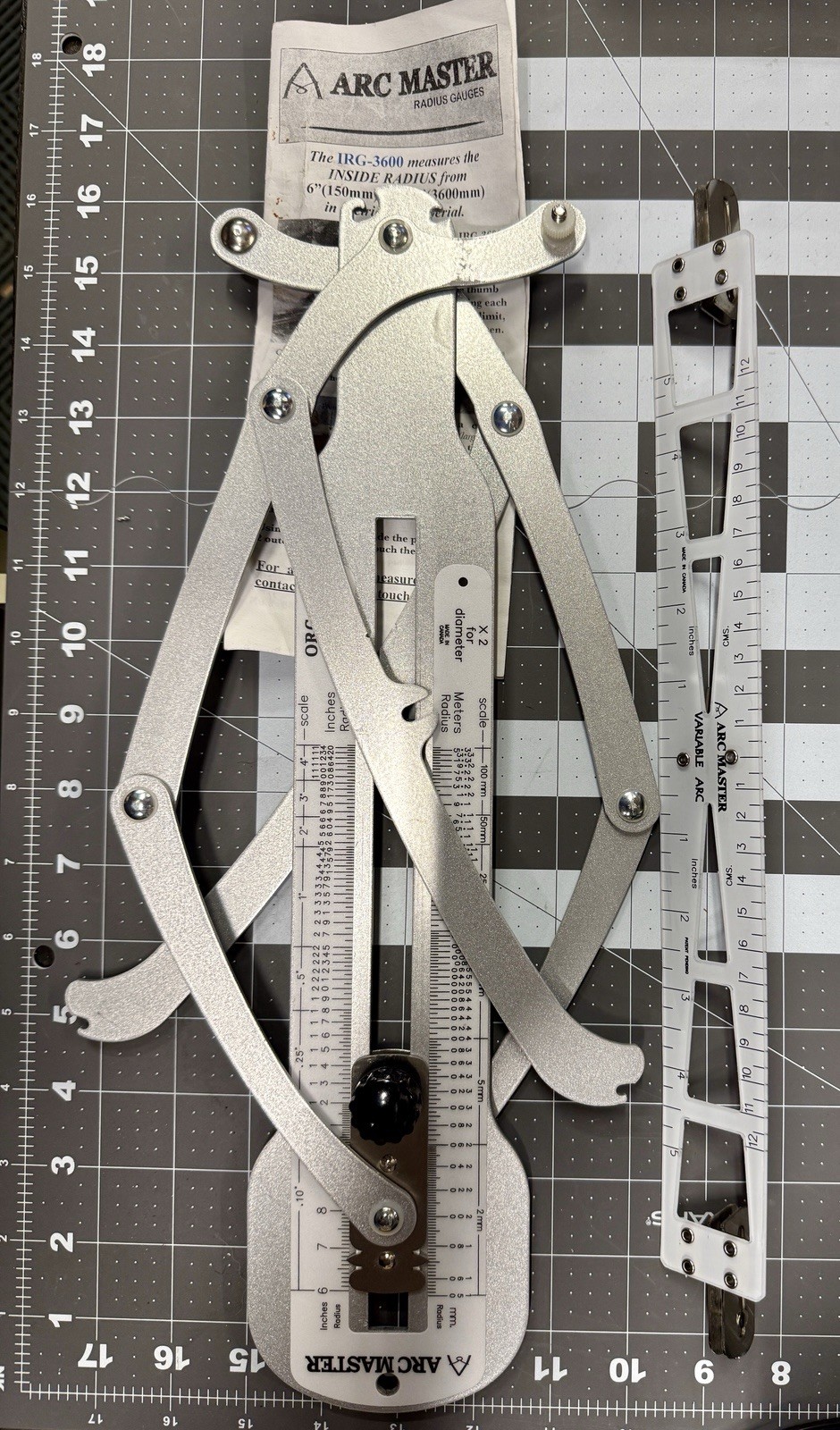 Arc Master IRG-3600 Variable Arc Radius Gauge, Metric/Standard, Folding Metal gallery