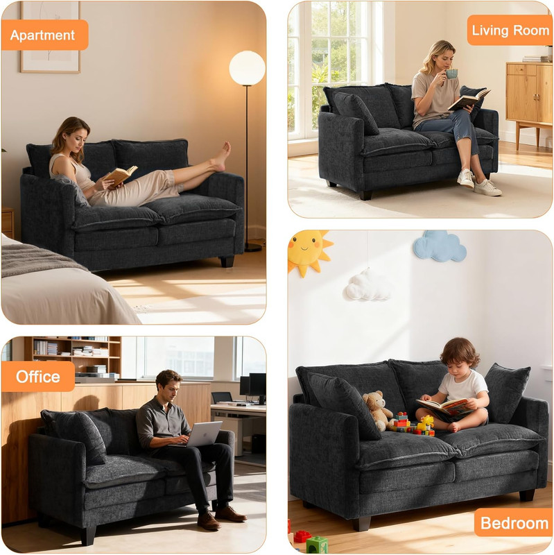 Loveseat Sofa Cloud Sofa Couch 50'', Modern Loveseats 2 Seat Couch 27" Deep Seat gallery