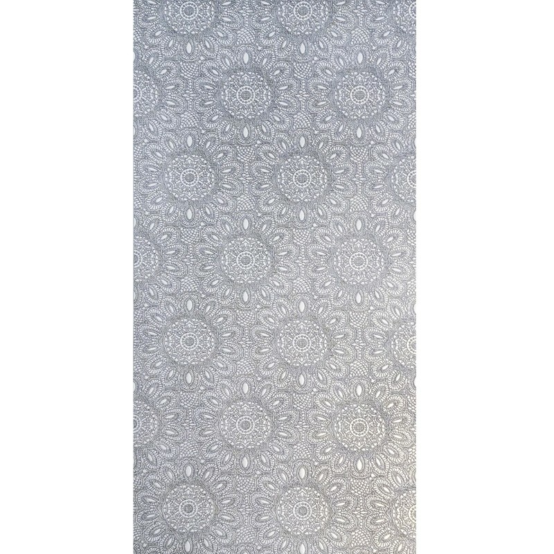 Lace flowers pattern Gray Silver metallic faux fabric textured Wallpaper roll 3D gallery