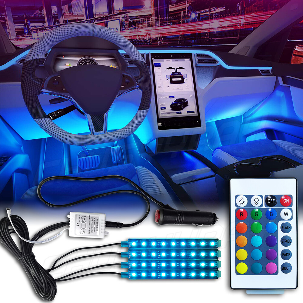 RGB LED Car Interior Decor Flexible Atmosphere Lamp Strip Light Remote Control gallery
