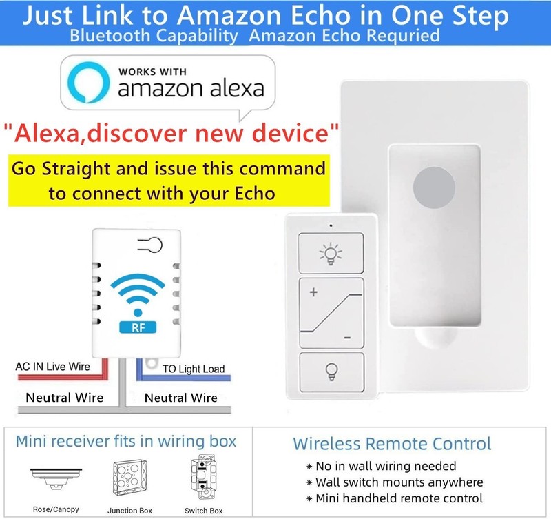 Smart Remote Light Switch, 2 Remotes for Multi-Location Control, Works with Alex gallery
