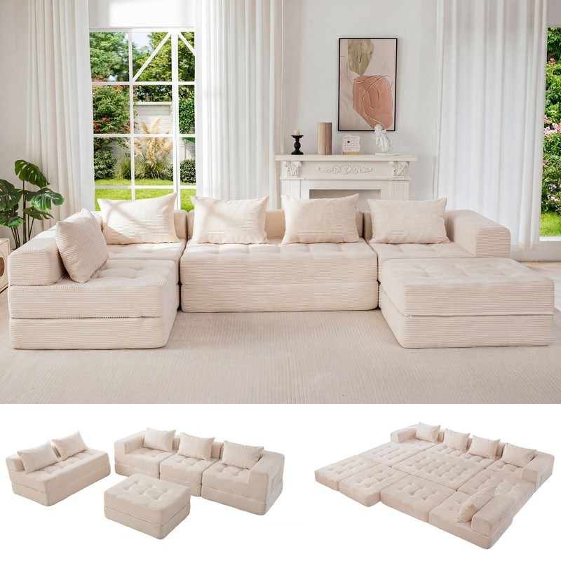 MAXYOYO Modular Sectional Sofa Couch,Convertible Floor Sofa Lounger with Pillows gallery