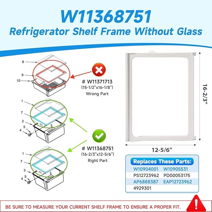 Refrigerator Shelf Frame For Whirlpool WRS311SDHB03 WRS311SDHW03 WRS315SDHT00 gallery